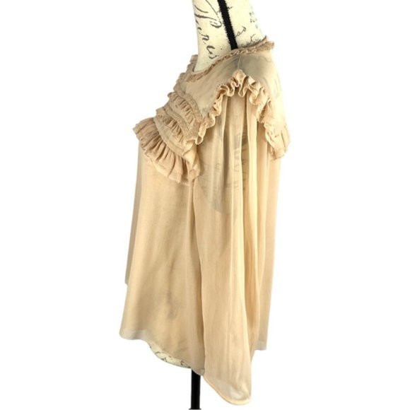 H&M Women’s Long Sleeve Peasant Top With Front Ruffle Detail - Picture 4 of 16